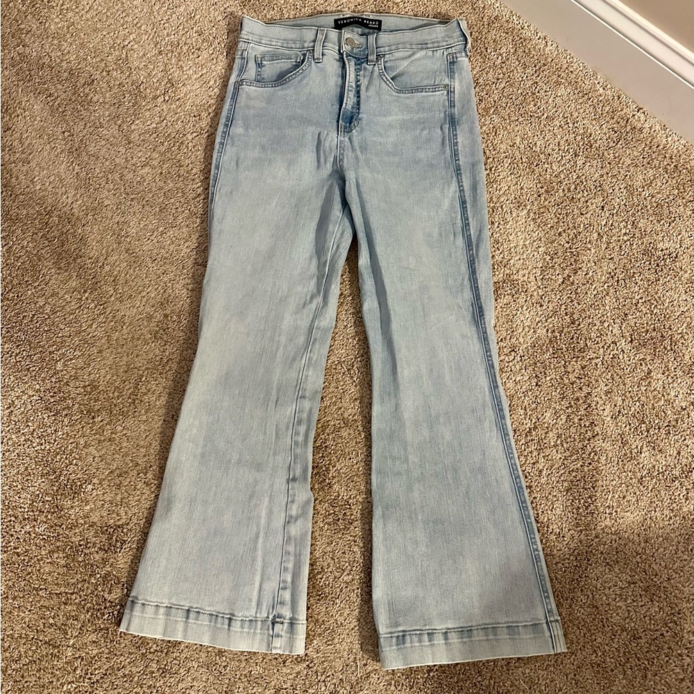 Veronica Beard Light Wash Carson Ankle Flare High Rise Jeans Size 30
